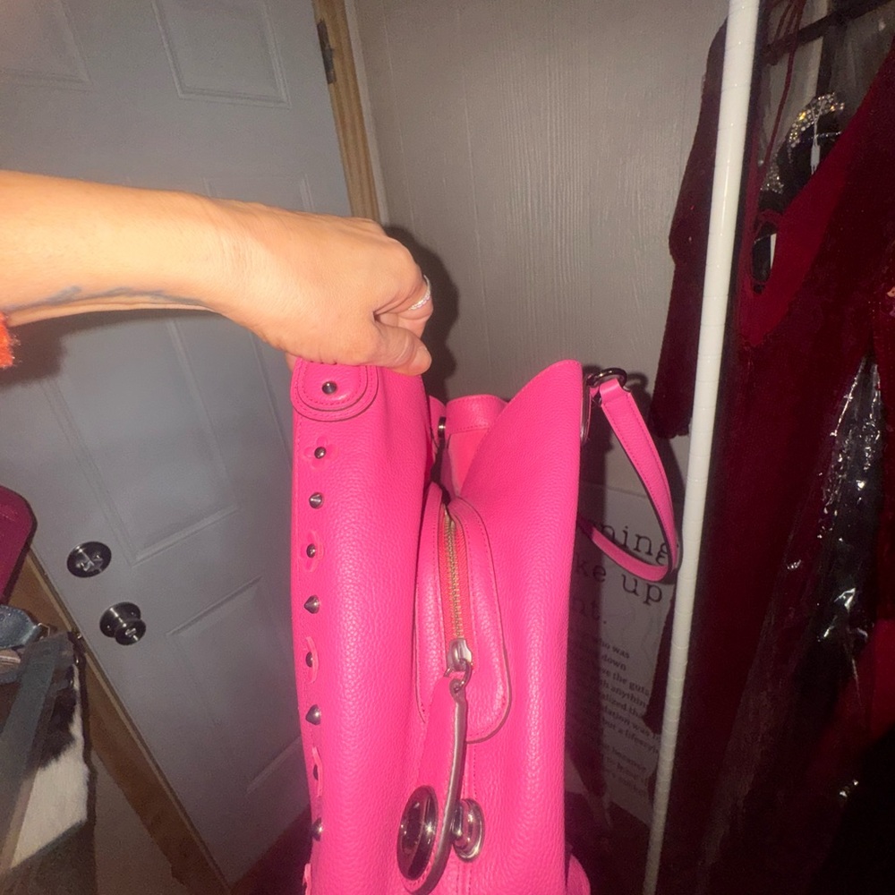 Coach Vibrant Pink Studded Shoulder Bag - Picture 3 of 7